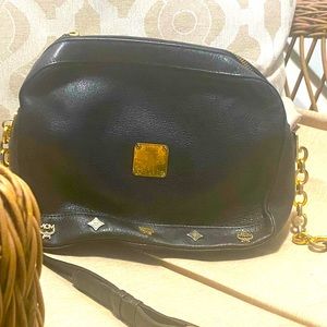 Authentic MCM Black Leather Crossbody Bag